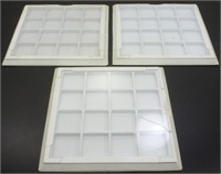 3 White Plastic Trays - 16 Sections to a Tray,