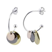 Sterling Silver- Dangling Round Charm Earrings