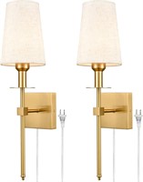 Gold Wall Sconces Set of Two Plug in Sconce Light