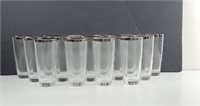 MCM silver rimmed glass set 15 total