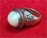 Half-Pearl Sterling Ring
