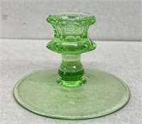 Green glass candle holder