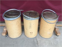 Three Grain Barrels With Lids And Locks