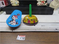 TWO OLD TIN TOY AND NOISE MAKERS