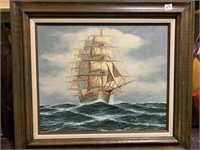 Ship picture signed in lower right corner looks