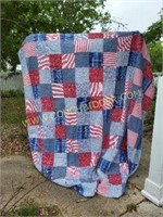 Red and Blue Quilt - Hand Quilted