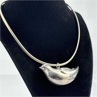 925 Silver Dove Pendant Collar Necklace