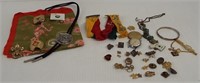 Bag of Boy and Girl Scout items including pins,