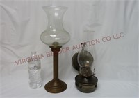 Spring Loaded Brass Candle Lamp & Oil Lamp