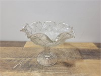 Glass Pedestal Ripple Fruit Bowl