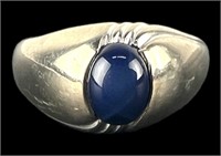 10K White Gold & Star Sapphire Men's Ring