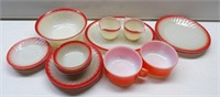 Set of Red Fire-King Dishes