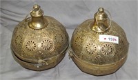 2 pcs Pierced Brass Hanging Candle Stick Holders