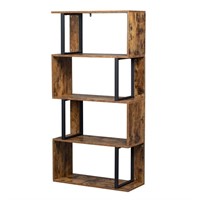 Bookcase 4 Tier Display Shelf S-Shaped