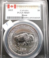 2015 CANADA BISON PCGS MS69