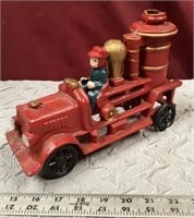 Vintage Cast Iron Fire Truck Toy