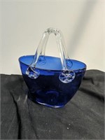 7.5 inch Blue Glass purse vase