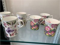 Vintage Floral Mugs X6 England
