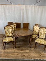 Parquet Top Dining Table w/6 Chairs, 3 Leaves