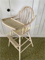 Antique painted wooden high chair