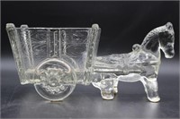 Glass Horse w/ Cart Candy Dish