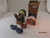 Pottery Mini 3) Swans 1) Large Turkey Chipped