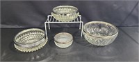 MCM glass/silver serving dishes