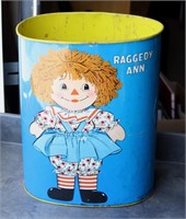 VINTAGE RAGGEDY ANN & ANDY METAL 13" TRASH CAN