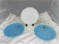 2 Blue Fenton Collector Plates & White Plate