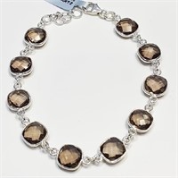 925 Silver 10.80 cts Smoky Quartz Bracelet