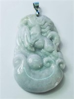 Silver 56.70 ct Jade Pendant