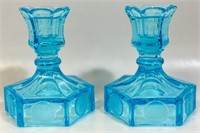 NICE  MID-CENT FOSTORIA COIN GLASS CANDLE HOLDERS