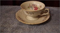 Cup & Saucer w/ White & Pink Flowers Poland