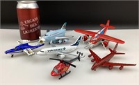 6 jouets avions, métal et plastique