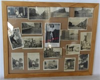 Lot of 18 Antique Photographs in Display Frame