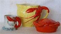 3 pcs. Vintage Lobster Porcelain Ceramics