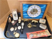 Misc. Lot-Watches, Clock, Vintage Sm. Tins,