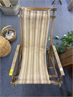 Antique Wood Folding Lounge Chair