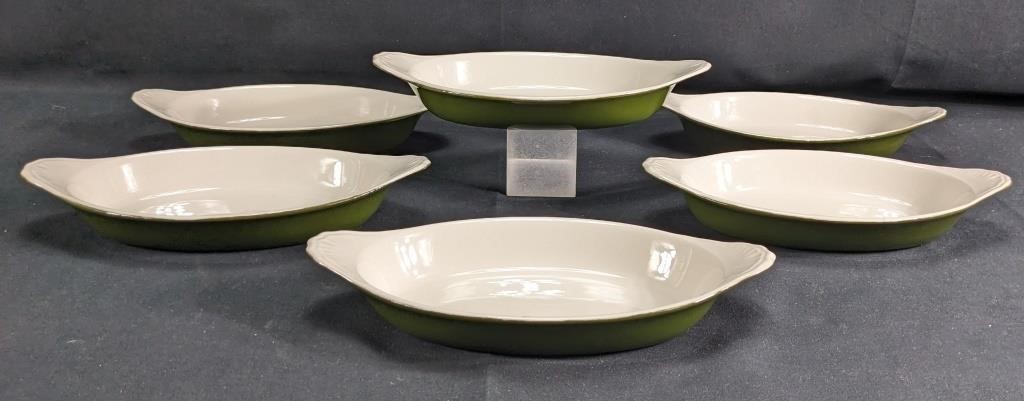 Vintage Hall Green Ceramic Baking Dish Bowl Set