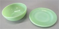 Jadeite Fire King bowl and plate. Plate measures