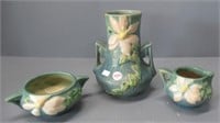 (3) Roseville pottery 7.5" tall double handled