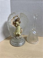 Glass Bell And Angel Figurine