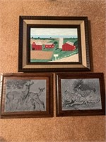 Signed Painting and Deer Wall Art