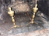 Vintage Solid Brass Andirons