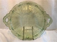 Jeannette "Cherry Blossom" Green Glass Platter