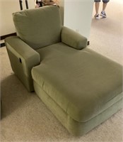 Green microfiber flat reclining chaise