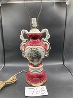 Vintage Victorian Painted Lamp" 24" tall-