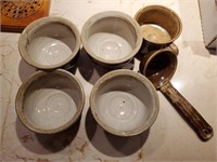 Stoneware Bowls & Ladle - Signed