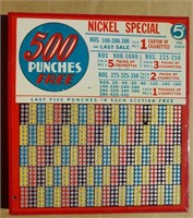 Vintage 5 Cent Cigerette Bar Punch Board