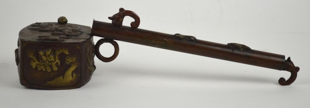 ANTIQUE JAPANESE YATATE MEIJI BRONZE COPPER